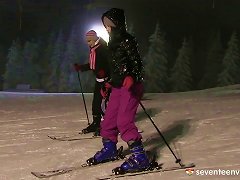 Night Skiing Turns On Teen Girlfriends That Hook Up In The Cabin Porn Videos