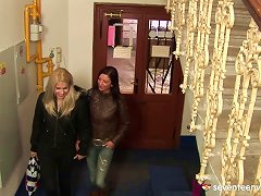 Wild Lesbian Girlfriends Hook Up And Cum In A Public Stairway Porn Videos
