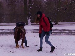 Snowball Fight Ends In A Teen Ffm Threesome For His Pleasure Porn Videos